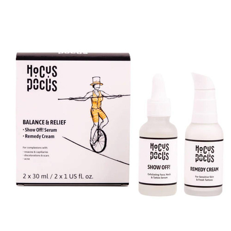 Hocus Pocus Balance & Relief zestaw łagodzący krem do tatuaży 30ml + mikrozłuszczające serum 30ml