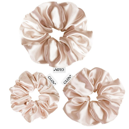 Satin Scrunchies gumki do włosów S/M/L Champagne 3szt