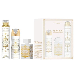 Lattafa Bade'e Al Oud Honor & Glory zestaw woda perfumowana spray 100ml + dezodorant spray 200ml + odświeżacz powietrza 300ml