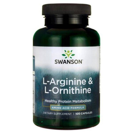 Swanson L-Arginina + L-Ornityna suplement diety 100 kapsułek