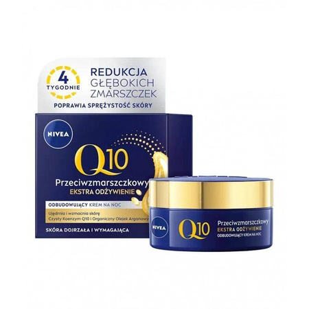 NIVEA - Q10 Ekstra Odżywienie przeciwzmarszczkowy odbudowujący krem na noc 50ml