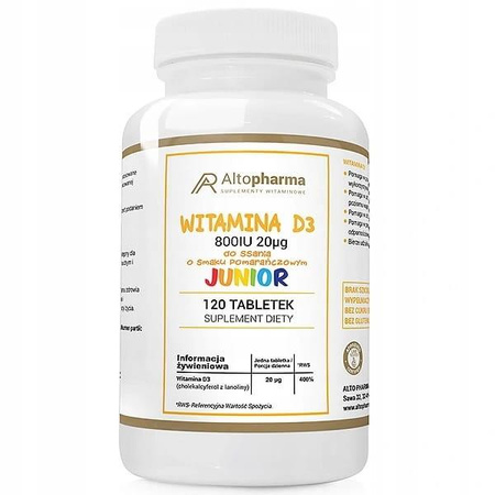 AltoPharma Witamina D3 Junior 800IU suplement diety 120 tabletek