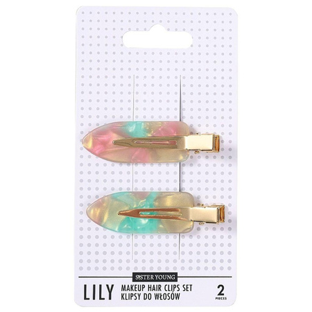 Sister Young Lily klipsy do włosów do makijażu Pink Green 2szt