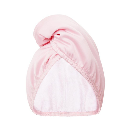 Dwustronny turban do włosów z mikrofibry i wegańskiej satyny szybkie suszenie anti-frizz Satin Pink