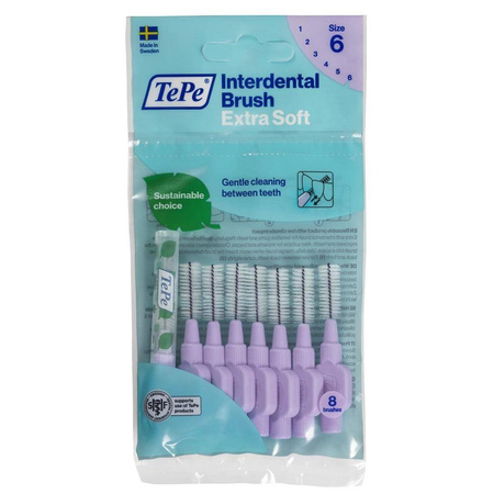 Extra Soft szczoteczki do przestrzeni międzyzębowych 1.1mm Jasnofioletowe 8szt