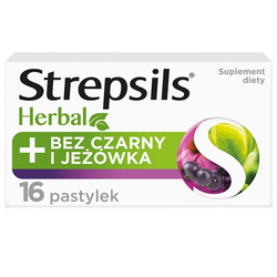 Herbal pastylki do ssania łagodzące podrażnione gardło i struny głosowe suplement diety Bez Czarny i Jeżówka 16szt.