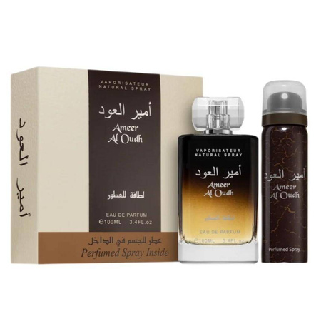 Lattafa Ameer Al Oudh zestaw EDP spray 100ml + dezodorant spray 50ml