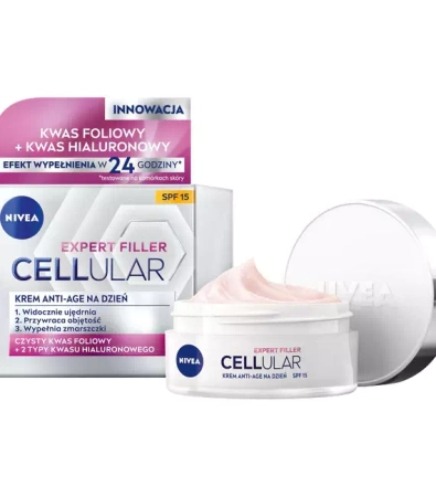 Nivea Hyaluron Cellular Filler + Widoczne Ujędrnienie SPF15 przeciwzmarszczkowy krem na dzień 50ml