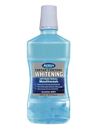 Active Oral Care Whitening Antibacterial Mouthwash płyn do płukania jamy ustnej z fluorem Glacial Mint 500ml