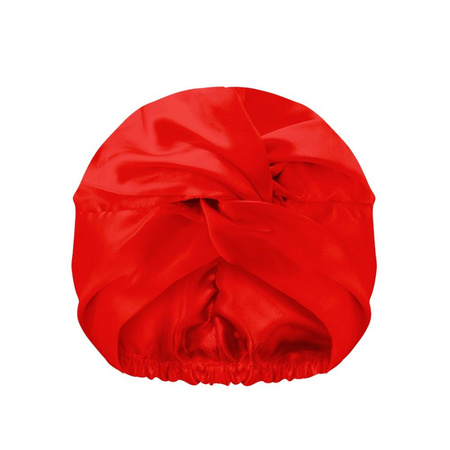 Dwuwarstwowy satynowy czepek do spania Red