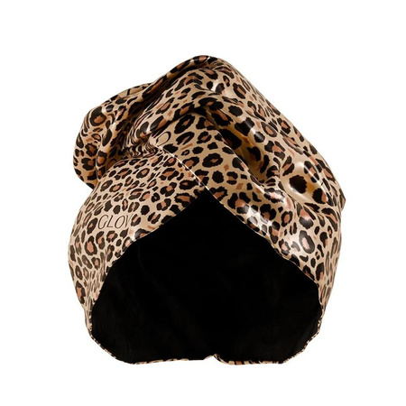 Dwustronny turban do włosów z mikrofibry i wegańskiej satyny szybkie suszenie anti-frizz Cheetah