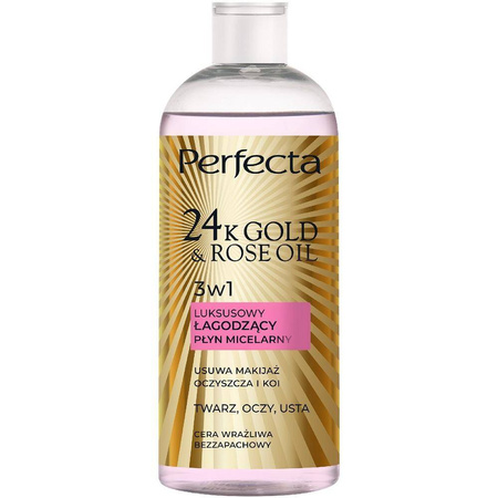 24K Gold &amp; Rose Oil luksusowy łagodzący płyn micelarny 400ml