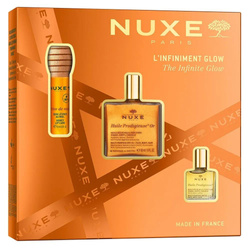 Nuxe The Infinite Glow zestaw miodowy olejek do ust 10ml + suchy olejek z drobinkami 50ml + suchy olejek 10ml