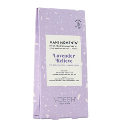 Mani Moments Lavender Relieve zestaw do manicure peeling cukrowy + maska kremowa + masło do masażu + pilnik do paznokci