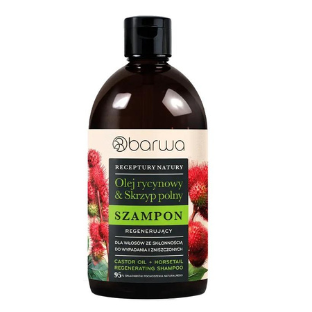 Receptury Natury regenerujący szampon do włosów Olej rycynowy + Skrzyp polny 380ml