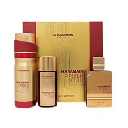 Al Haramain Amber Oud Ruby Edition zestaw woda perfumowana spray 75ml + woda perfumowana spray 30ml + dezodorant spray 200ml