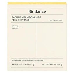 Biodance Radiant Vita Niacinamide Real Deep Mask rozświetlająca maska w płachcie 4x34g