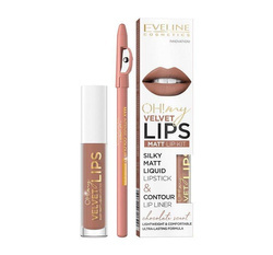 Oh! My Velvet Lips Liquid Matt Lip Kit zestaw matowa pomadka w płynie 4.5ml + konturówka do ust 1szt 14 Choco Truffle