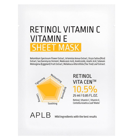 Retinol Vitamin C Vitamin E Sheet Mask rozświetlająca maska w płachcie 25ml
