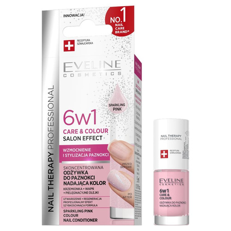 Nail Therapy Professional 6w1 Care &amp; Colour skoncentrowana odżywka do paznokci nadająca kolor Sparkling Pink 5ml