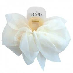 Spinka do włosów tiulowa kokarda Biała