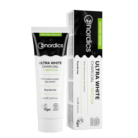 Ultra White Organic Toothpaste pasta do zębów bez fluoru z węglem Charcoal + Matcha 75ml