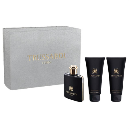 Trussardi Uomo zestaw woda toaletowa spray 100ml + balsam po goleniu 200ml + żel pod prysznic 200ml