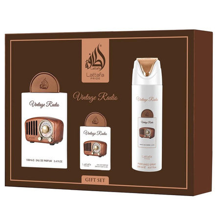 Vintage Radio zestaw woda perfumowana spray 100ml + woda perfumowana spray 20ml + dezodorant spray 200ml