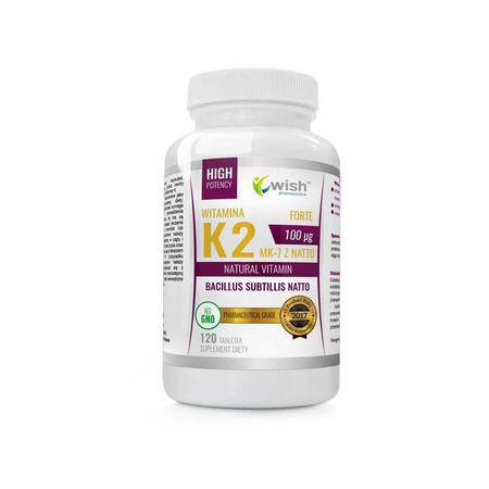 Witamina K2 100µg MK-7 z Natto Natural Vitamin suplement diety 120 tabletek