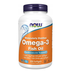 Now Foods Omega3 Fish Oil suplement diety 200 kapsułek
