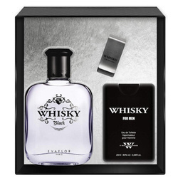 Evaflor Whisky Black zestaw EDT spray 100ml + EDT spray 20ml + klips