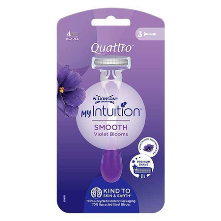 WILKINSON My Intuition Quattro Smooth Violet Bloom jednorazowe maszynki do golenia dla kobiet 3szt