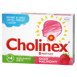 Junior pastylki do ssania na ból gardła o smaku malinowym 8szt.