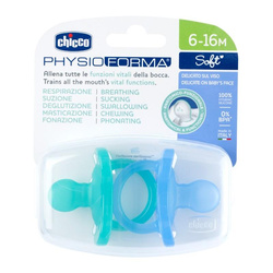 PhysioForma Soft smoczek silikonowy uspokajający 6-16m Niebieski 2szt.