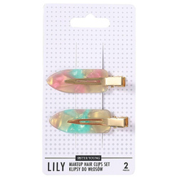 Sister Young Lily klipsy do włosów do makijażu Pink Green 2szt
