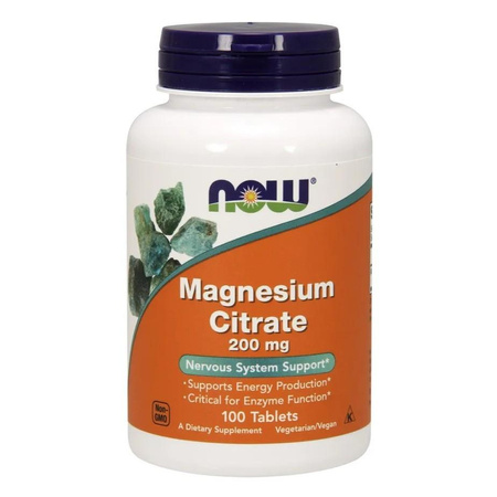 Now Foods Magnesium Citrate cytrynian magnezu 200mg 100 tabletek