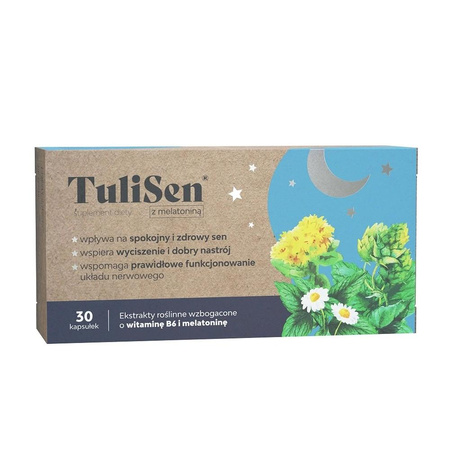 TuliSen suplement diety z melatoniną wspomagający zdrowy sen 30 kapsułek