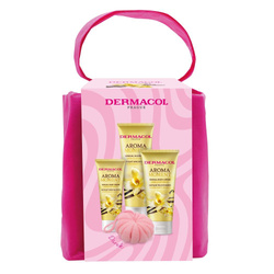 Dermacol Aroma Moment Vanilla Bourbon zestaw żel pod prysznic 250ml + balsam do ciała 200ml + krem do rąk 100ml + myjka do ciała