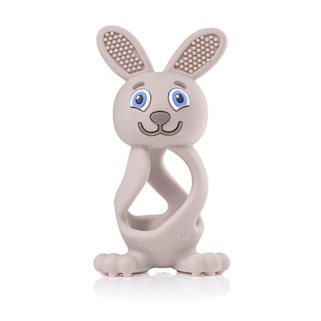 Bobbie Bunny Teether zabawka-gryzak dla niemowląt Cappuccino Grey