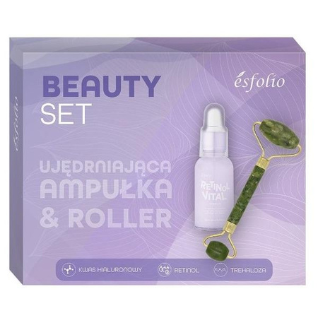 Beauty Set zestaw ujędrniająca ampułka 30ml + roller z jadeitu