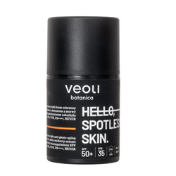 Veoli Botanica Hello Spotless Skin szerokopasmowy lekki krem ochronny przeciw fotostarzeniu z ekstraktem z morwy białej 1% i tetraizopalmitynianem askorbylu SPF50+ 50ml