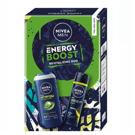 Men Energy Boost zestaw żel pod prysznic 3w1 250ml + antyperspirant w sprayu 150ml