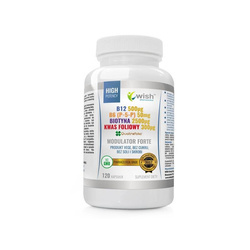 Modulator Homocysteiny Forte B12 + B6 (P-5-P) + Biotyna + Kwas Foliowy suplement diety 120 kapsułek Wegan