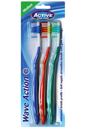 Active Oral Care Wave Action szczoteczki do zębów Medium 3szt.