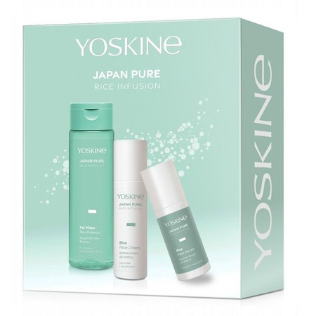 Yoskine Japan Pure Rice Infusion zestaw ryżowe serum do twarzy 30ml + ryżowy krem do twarzy 50ml + bogata ryżowa esencja do twarzy 200ml