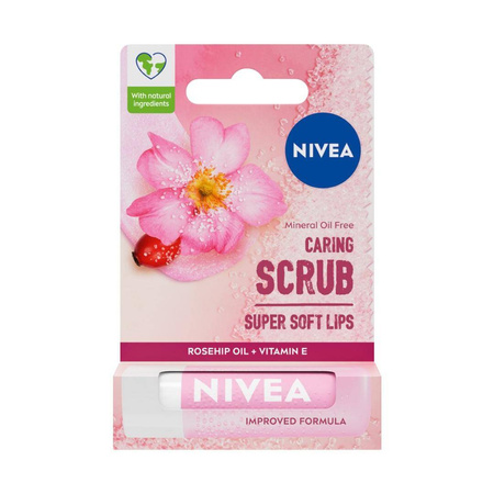 Caring Scrub pielęgnujący peeling do ust Dzika Róża 4.8g