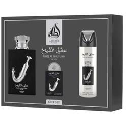 Ishq Al Shuyukh Silver zestaw woda perfumowana spray 100ml + woda perfumowana spray 20ml + dezodorant spray 200ml