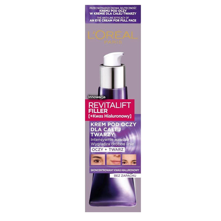 L'Oréal Paris Revitalift Filler [+Kwas Hialuronowy] krem pod oczy dla całej twarzy 30ml