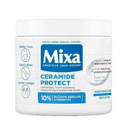 Mixa Ceramide Protect nawilżający krem ochronny do twarzy dłoni i ciała 400ml