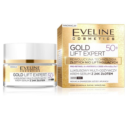 Gold Lift Expert 50+ luksusowy multi-odżywczy krem-serum z 24k złotem dzień/noc 50ml